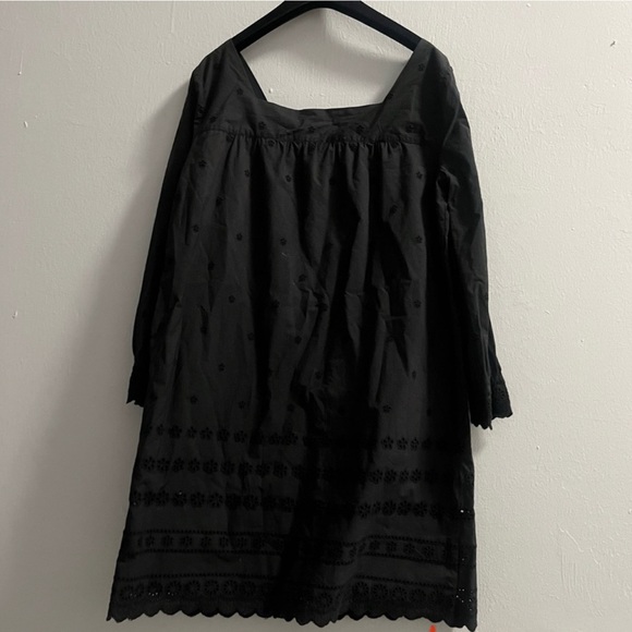 MADEWELL Black Square Neck Cotton Eyelet Smock Dress Small - Picture 8 of 11